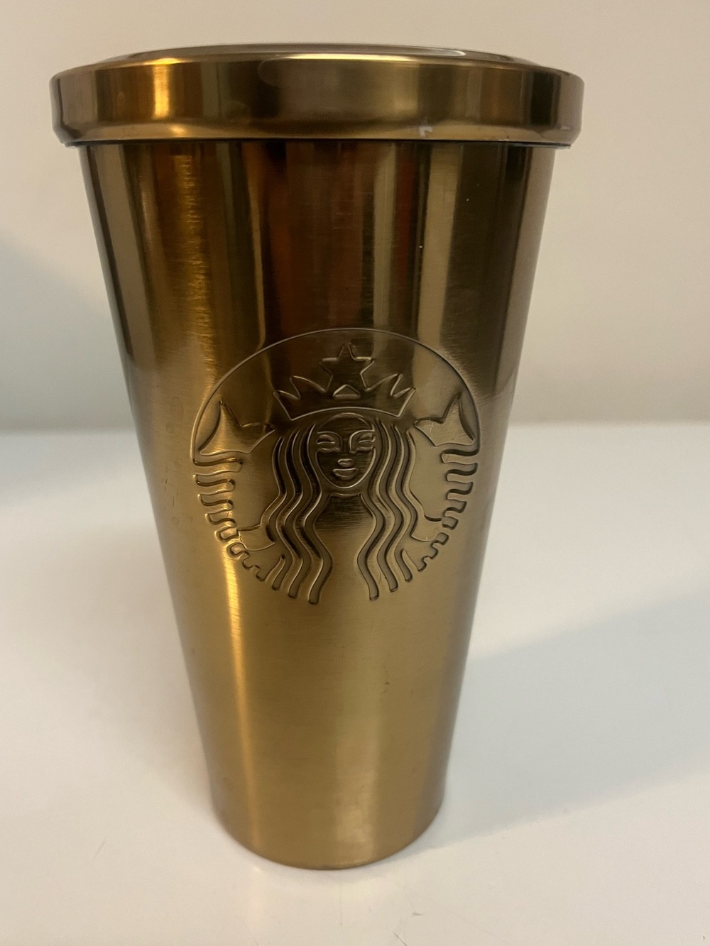 Starbucks Gold Stainless Steel Tumbler - Metallic Gold 2014 Edition. Grande Size